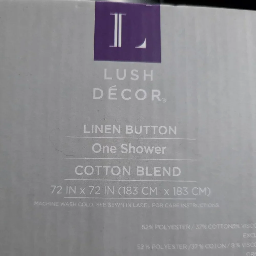 NWT LINEN DECOR Linen Shower Pink/White Button Shower Curtain